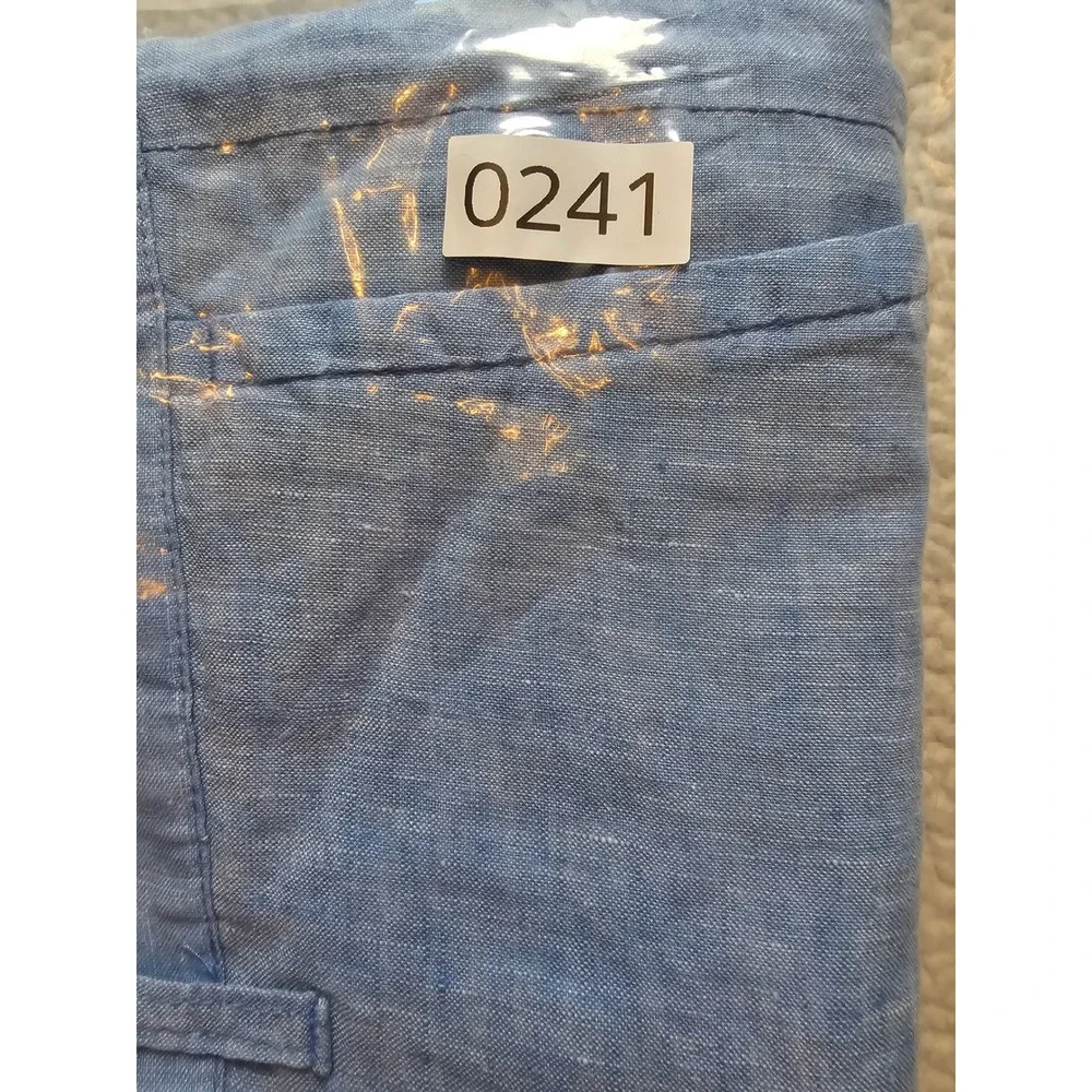 1901 Mens Slim Fit 100% Linen Shorts Light Blue 36 R Summer Chino